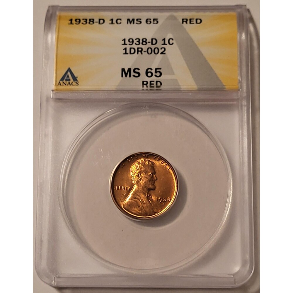 1938 D Lincoln Wheat Cent 1DR-002 MS65 RED ANACS